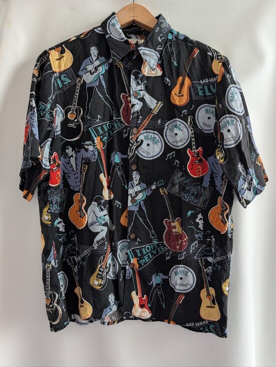 reyn spooner Other - Reyn Spooner Elvis Presley Black Short-Sleeve Button-Down Hawaiian Shirt - S